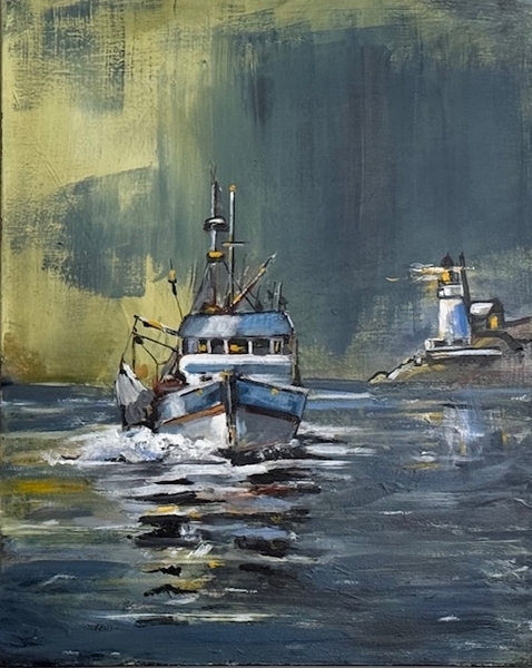 Near the Light house  (acrylic,  30"x24")