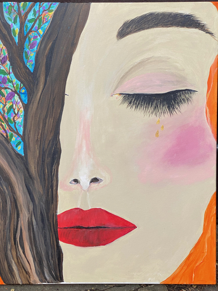 Crying woman at Olive Tree